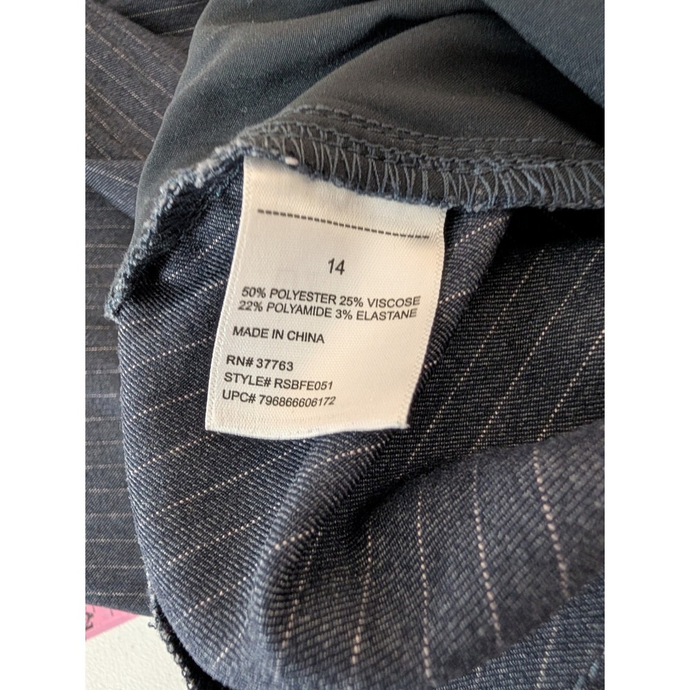 Rafaella Womens Size 14 Black‎ Pinstripe Dress Pants Trouser Flat Front Straight - Picture 13 of 14